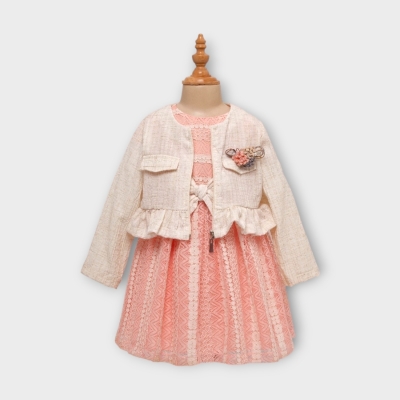 Baby Rose Eteği Fırfırlı Ceketli Elbiseli Takım 1-4 Y/Years