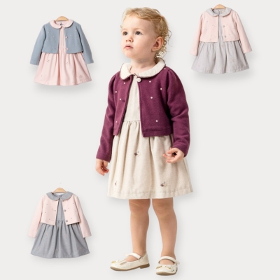 Moon Star Selanik Hırkalı Çiçek Nakışlı Elbise 2-5 Y.