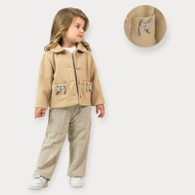 Baby Rose Kaşe Ceketli Üçlü Kız Takım 2-5 Y.