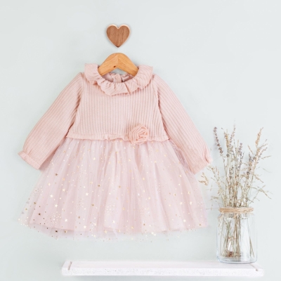 Baby Rose Yıldız Baskılı Triko Elbise 6-18 Ay