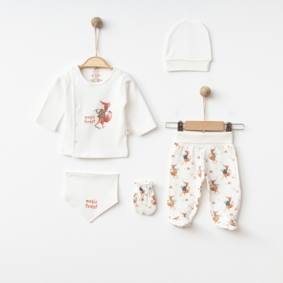 İstasyon Magıc Forest Baskılı Erkek Beşli Zıbın Set (askılı)