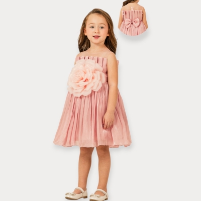 İstasyon Pileli Çiçekli Elbise 4-7 Y.