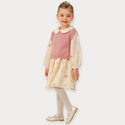 İstasyon Kalp Nakışlı Triko Takım 2-5 Y.