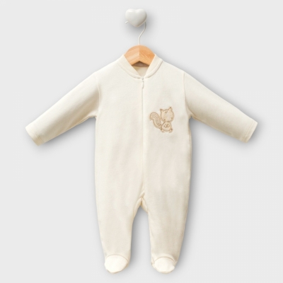 Cassiope Sincap Nakışlı Fermuarlı Tulum 0-3-6 Ay