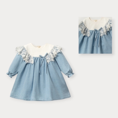 İstasyon Robası Dantelli Kot Elbise 9-24 Ay