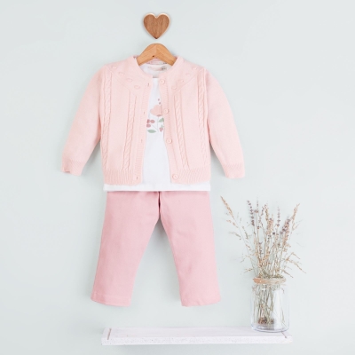 Baby Rose Triko Hırkalı Pantolonlu Takım 1-4 Y.