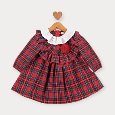 Baby Rose Ponponlu İskoç Elbise 9-24 Ay