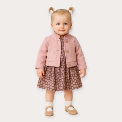 İstasyon Süet Bolerolu Çiçekli Elbise 6-18 Ay