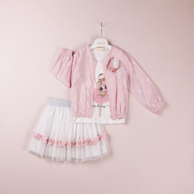 Baby Rose Balerin Basklılı Ceketli Etekli Takım 1-4 Y/Years