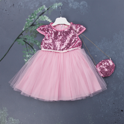 Baby Rose Robası Pullu Çantalı Elbise 1-4Y/Years