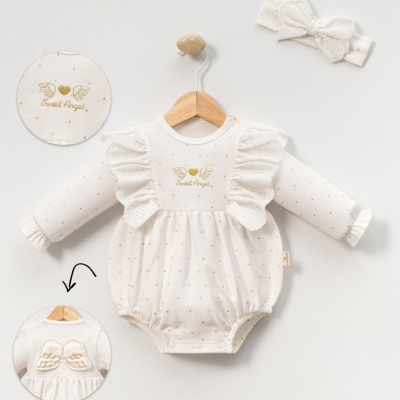 İstasyon  Angel Nakıslı Kız Romper 3-6-9 Ay