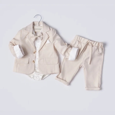 İstasyon Papyonlu Ceketli Üçlü Erkek Takım 3-12 Ay