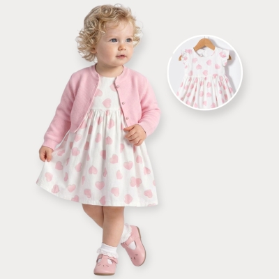 İstasyon Triko Hırkalı Kalpli Elbise 9-24 Ay