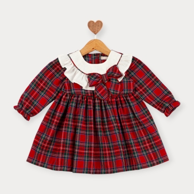 Baby Rose Yakası Fırfırlı Ekose Elbise 1-4 Y.