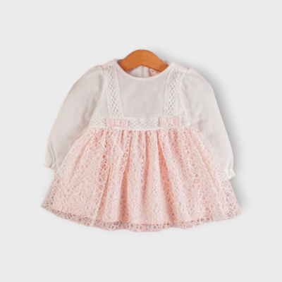 Baby Rose Robası Dantel şeritli Fiyonklu Elbise 6-18 Ay