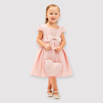 İstasyon Kalp Çantalı Jakar Elbise 3-6 Y.