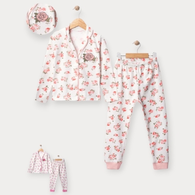 İstasyon Güllü Süzineli İkili Kız Pijama Takım 4-5-6 Y.
