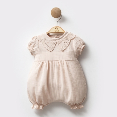 Cassiope Dantel Yakalı Müslin Kız Tulum 3-6-9 Ay