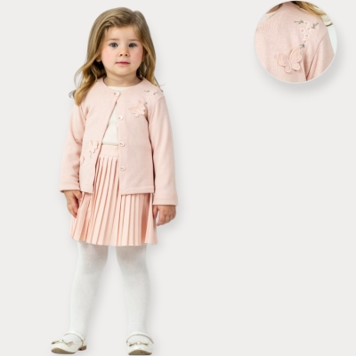 Baby Rose Kelebek Nakışlı Hırkalı Etekli Kız Takım 1-4 Y.