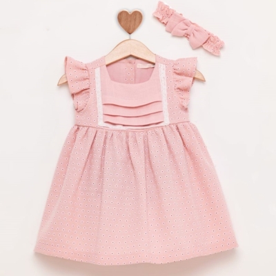 Baby Rose Kare Desenli Bebe Elbise 6-18 Ay