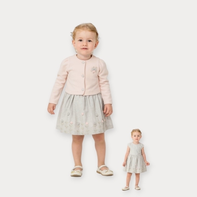 Moon Star Selanik Hırkalı Çiçekli Elbise 1-4 Y.