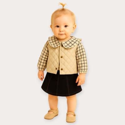 İstasyon Kapitone Mikro Yelekli Üçlü Kız Takım 6-18 Ay