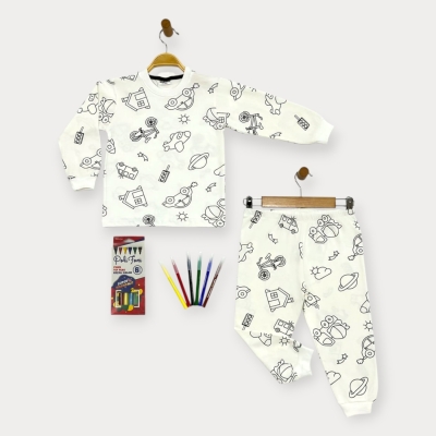 İstasyon Boyamalı Erkek Pijama Takım  3-6 Y.