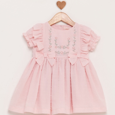Baby Rose Nakışlı Ponpon Elbise 9-24 Ay