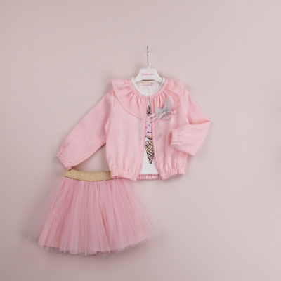 Baby Rose Yakası Fırfırlı Ceketli Etekli Takım 1-4 Y/Years