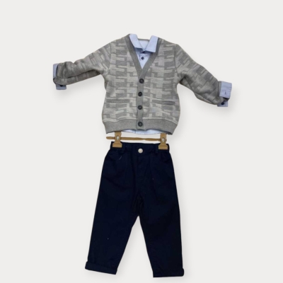 İstasyon Çizgili Triko Hırkalı Üçlü Erkek Takım 2-5 Y.