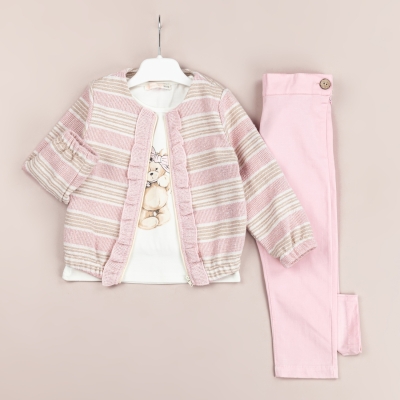 Baby Rose Fırfırlı çizgili Ceketli Pantolonlu Takım 2-5 Y.