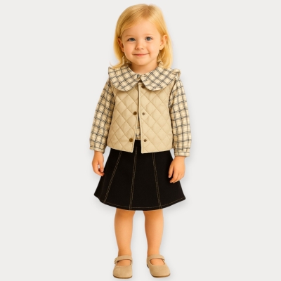 İstasyon Kapitone Mikro Yelekli Üçlü Kız Takım 2-5 Y.