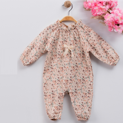 Cassiope çiçek Desenli Müslin Kız Tulum 3-6-9 Ay