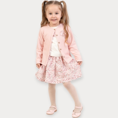 Baby Rose Çıtır Desenli Hırkalı Etekli Kız Takım 1-4 Y.