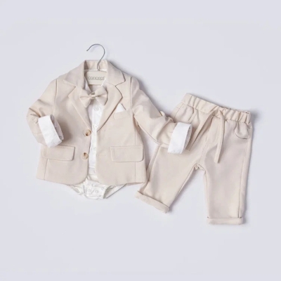 İstasyon Papyonlu Ceketli Üçlü Erkek Takım 3-12 Ay