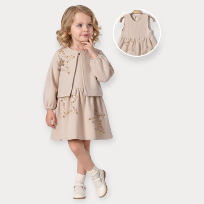 İstasyon Yıldız İşlemeli Hırkalı Elbise Takım 2-5 Y.