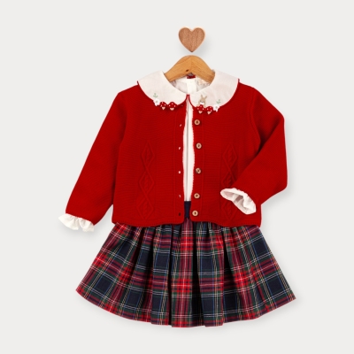 Baby Rose İskoç Etek Gömlek Triko Hırkalı Kız Takım 1-4 Y.