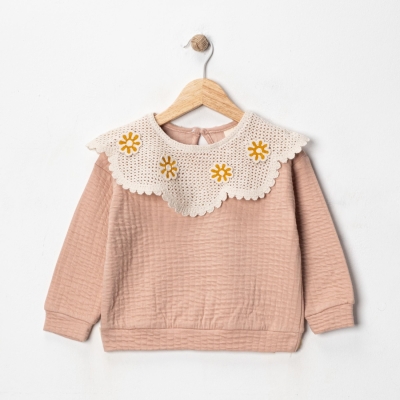 İstasyon Yakası Dantelli Müslin Badi 6-9 Y.