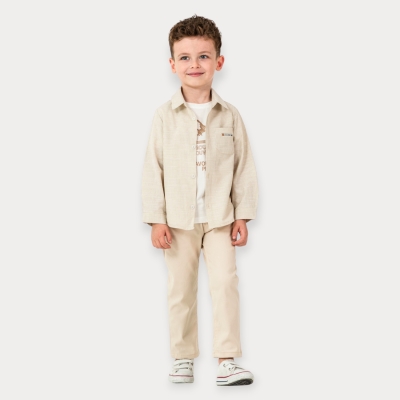 İstasyon Çizgili Gömlekli Üçlü Erkek Takım 2-5 Y.