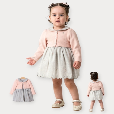 Moon Star Selanik Bolerolu Çiçek Nakışlı Elbise 9-24 Ay