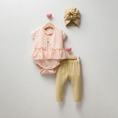 CASSİOPE KAPİTONE YELEKLİ DÖRTLÜ KIZ TAKIM 3-6-9-12 AY