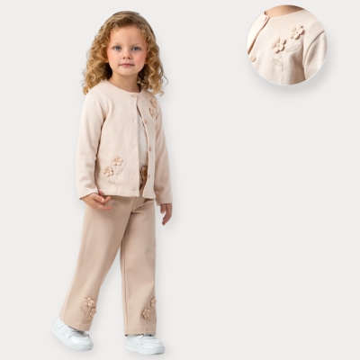 Baby Rose Çiçekli Triko Hırkalı Üçlü Kız Takım 2-5 Y.