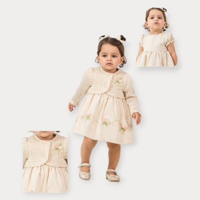 Moon Star Triko Bolerolu Keten Elbise 9-24 Ay