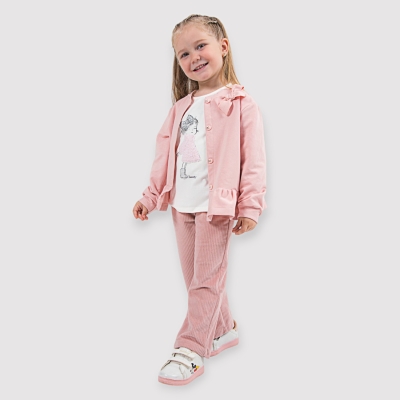 Baby Rose Kadife Pantolonlu Hırkalı Takım 3-6 Y.