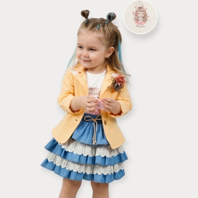 İstasyon Çiçekli Ceketli Üçlü Kız Takım 9-24 Ay