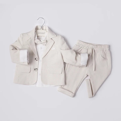 İstasyon Papyonlu Ceketli Üçlü Erkek Takım 6-18 Ay