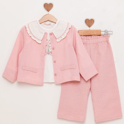 Baby Rose Desenli Pantolonlu Ceketli Takım 2-5 Y.