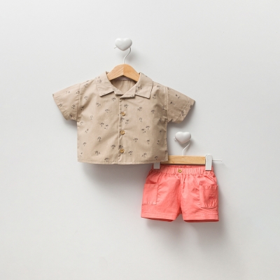 CASSİOPE PALMİYE BASKILI GÖMLEK, ŞORT ERKEK TKM. 6-18 AY