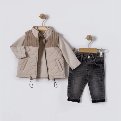 İstasyon Mikro Yelekli Üçlü Erkek Takım 6-18 Ay