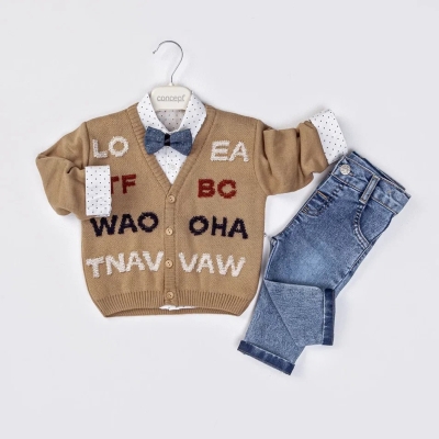 İstasyon Loea Suzineli Triko Hırkalı Üçlü Erkek Takım 6-18 Ay